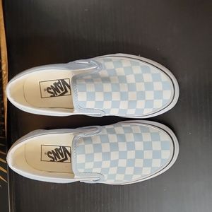 Vans Baby Blue Checkerboard Classic Slip-On Shoes